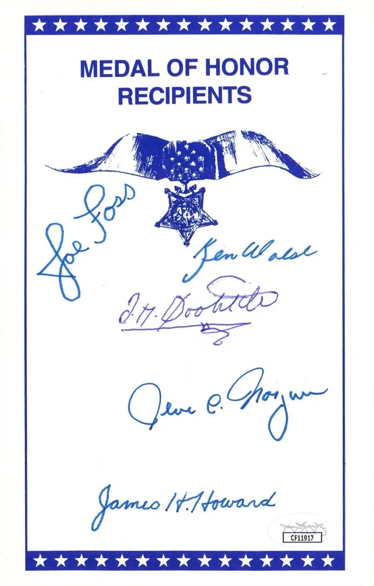 Medal of Honor Recipients Signed Bookplate JSA COA 5 MOH Autographs