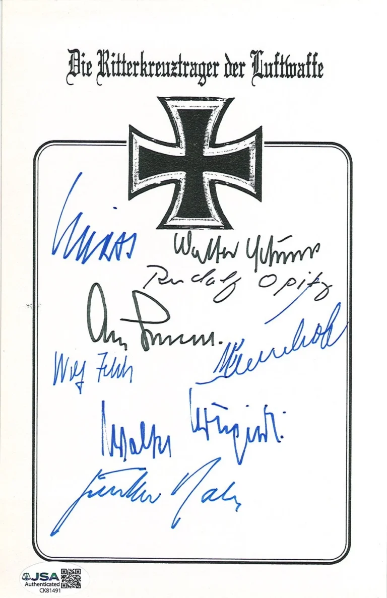 German Knight Cross Recipients Signed Bookplate JSA COA 8 WWII Autos