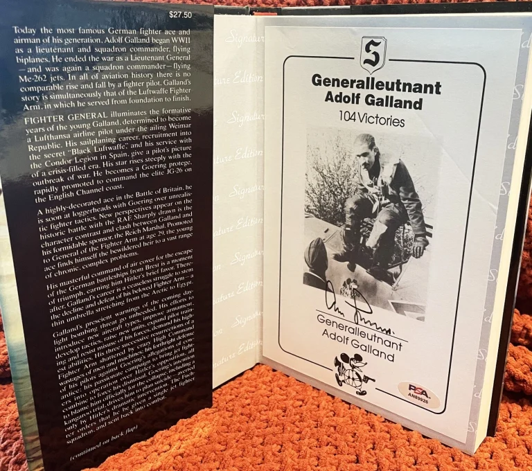 Adolf Galland Autographed Fighter General Signature Edition Book PSA DNA