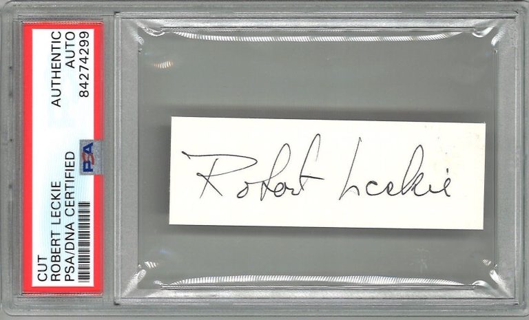Robert Leckie Signed Cut Signature PSA DNA Encapsulated WWII USMC The Pacific 99