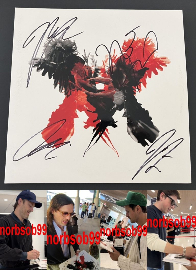 KINGS OF LEON X4 SIGNED AUTOGRAPH ONLY BY THE NIGHT VINYL w/EXACT PROOF & COA