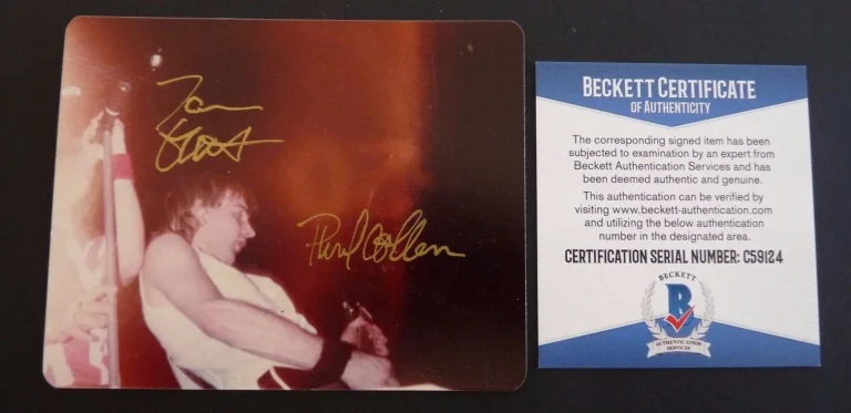 Def Leppard Joe Elliot & Phil Collen 1983 Live Signed Photo Beckett Certified #5