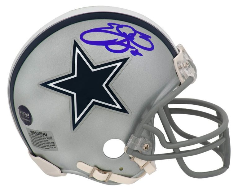 Emmitt Smith Signed Cowboys Riddell Replica Mini Helmet - PROVA - SCHWARTZ