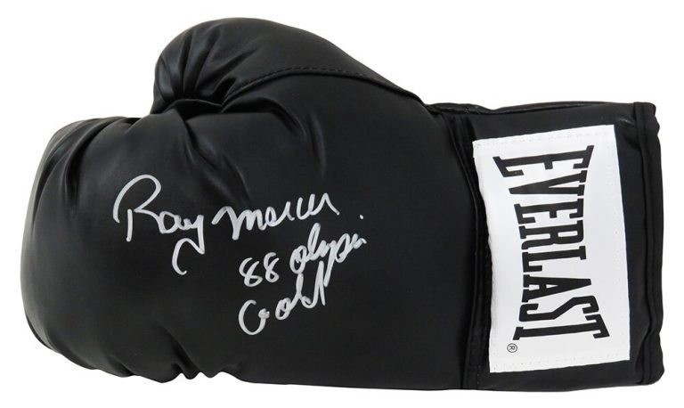 Ray Mercer Signed Everlast Black Boxing Glove w/88 Olympic Gold - SCHWARTZ COA