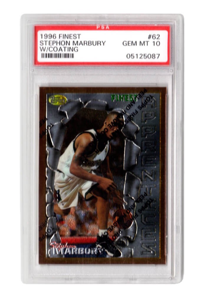 Stephon Marbury 1996 Topps Finest Basketball #62 RC Rookie Card w/Coating PSA 10