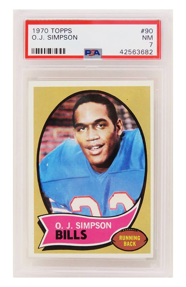 O.J. Simpson (Buffalo Bills) 1970 Topps Football RC Card #90 - PSA 7 NM (T5)