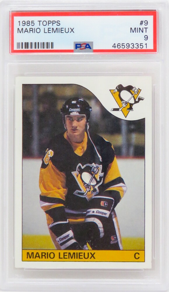 Mario Lemieux Pittsburgh Penguins 1985 Topps RC Rookie Card #9 - (PSA 9 MINT)(I)