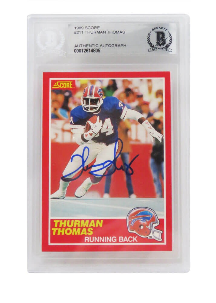Thurman Thomas Autographed Buffalo Bills 1989 Score Rookie Card #211 (Beckett)