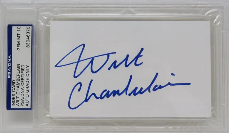 Wilt Chamberlain Signed 3x5 White Index Card (PSA Encapsulated -  Auto Grade 10)