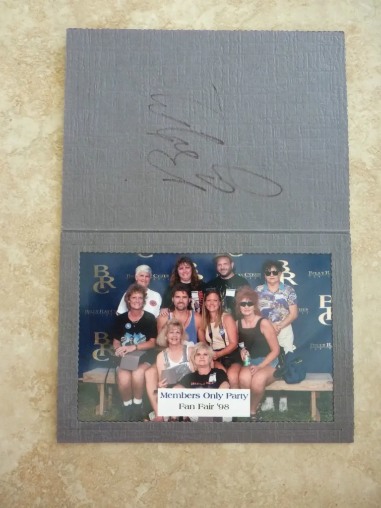 Billy Ray Cyrus Signed Fan Club Candid Photo Card Fan Fair 1998 Country Music