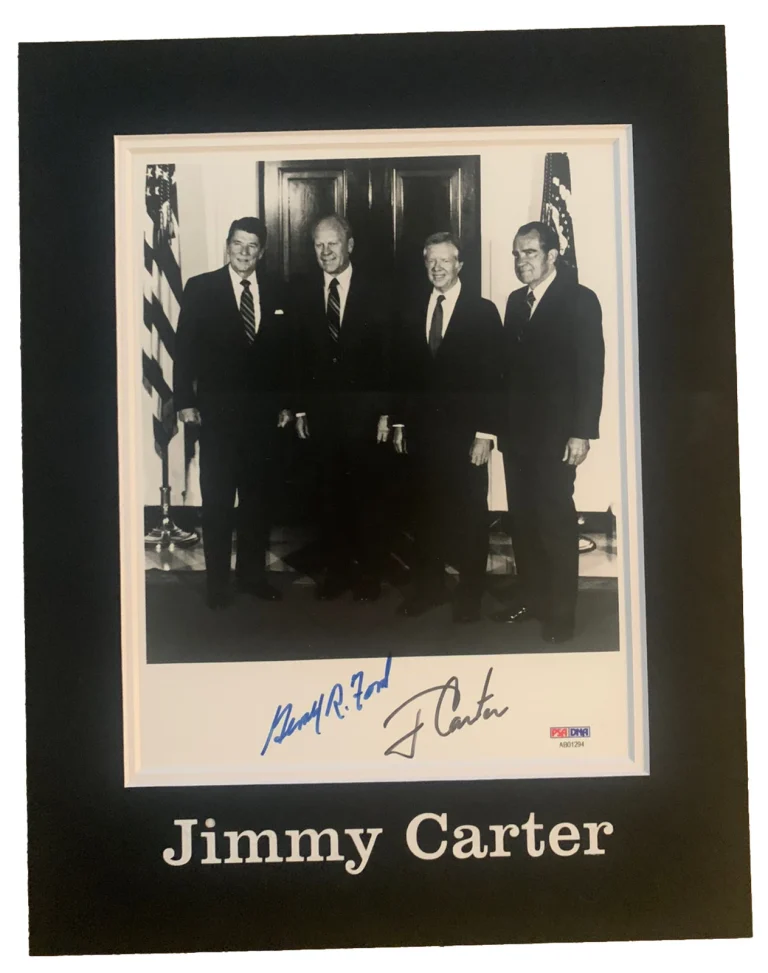 Jimmy Carter Gerald Ford Signed Autograph 8x10 Photo Matted 11x14 PSA Certified