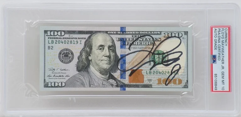 Floyd Mayweather Jr. Signed $100 Bill (Autograph Grade 10)(PSA/DNA Encapsulated)
