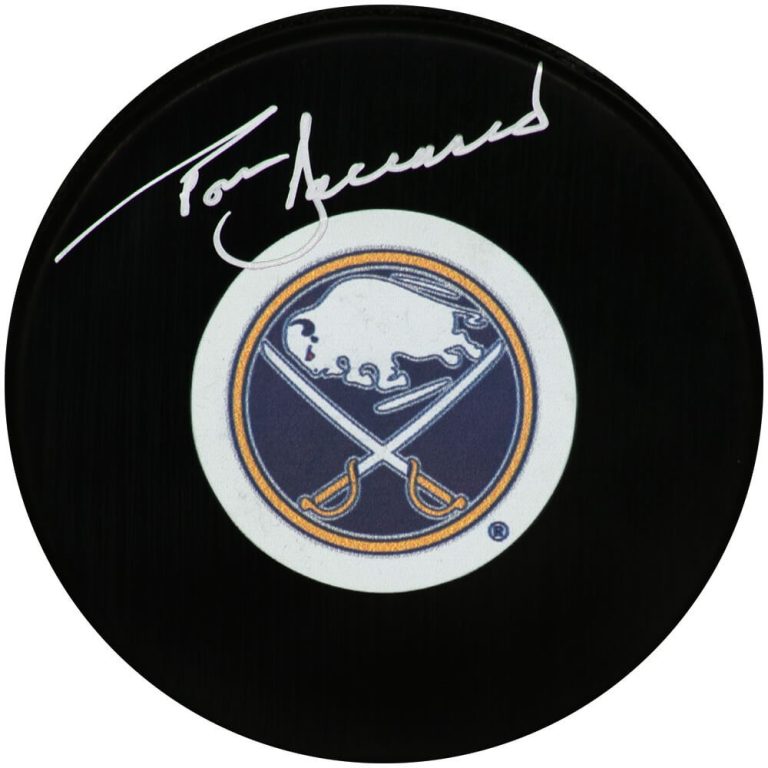 Tom Barrasso Signed Buffalo Sabres Logo Hockey Puck - (SCHWARTZ SPORTS COA)