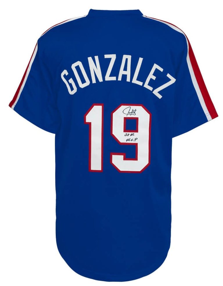 Juan Gonzalez Signed Blue T/B Custom Baseball Jersey w/2x AL MVP -(SCHWARTZ COA)