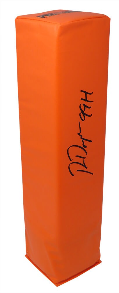 Ron Dayne WISCONSIN Signed Orange Endzone Pylon w/99H - SCHWARTZ COA