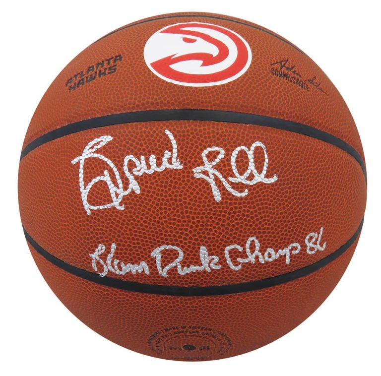Spud Webb Signed Wilson Hawks Logo NBA Basketball w/Slam Dunk Champ '86 (SS COA)