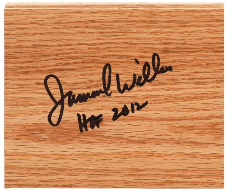 Jamaal Wilkes (LAKERS) Signed 5×6 Floor Piece w/HOF 2012 - (SCHWARTZ COA)