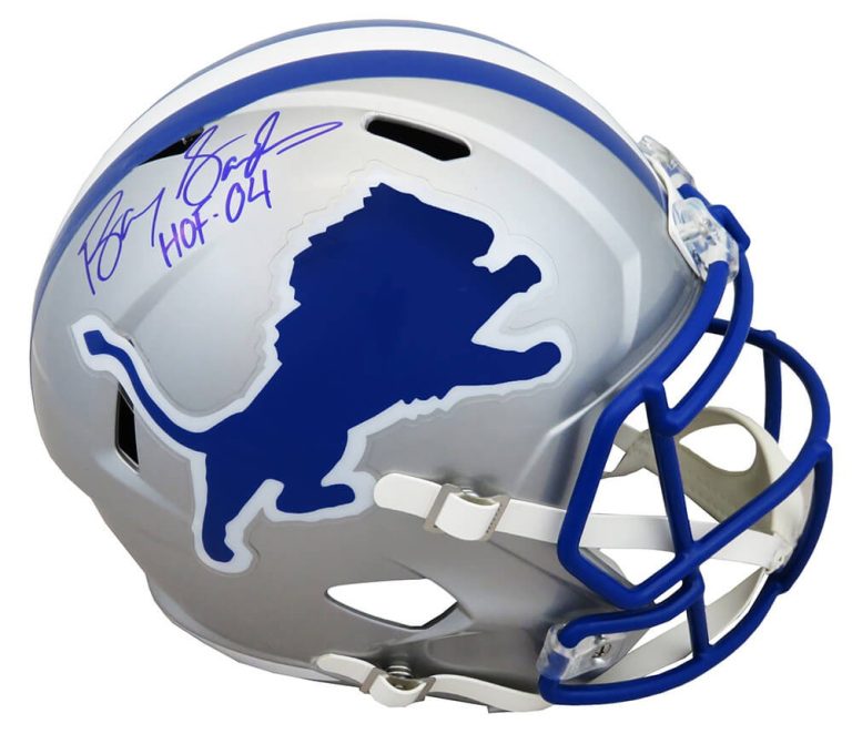 Barry Sanders Signed Lions T/B Riddell F/S Speed Replica Helmet w/HOF'04 -SS COA