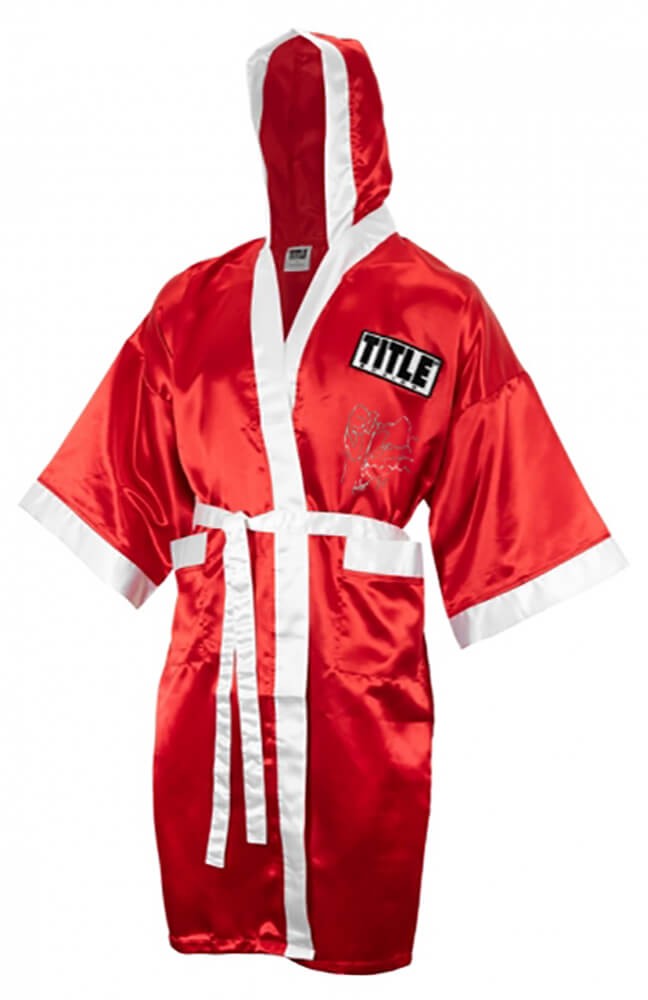 Ray Mancini Signed Title Red & White Boxing Robe w/Boom Boom, HOF (SCHWARTZ COA)