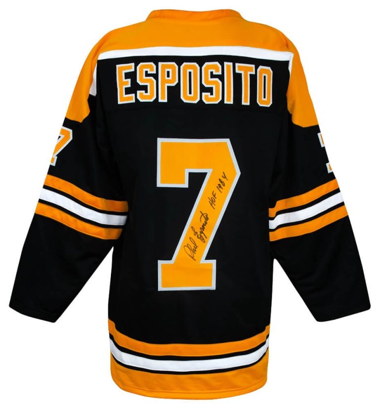 Phil Esposito Signed Black Custom Hockey Jersey w/HOF 1984 - (SCHWARTZ COA)