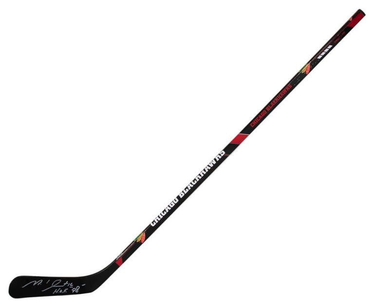 Michel Goulet Signed Blackhawks Logo 48In Franklin Hockey Stick w/HOF - (SS COA)