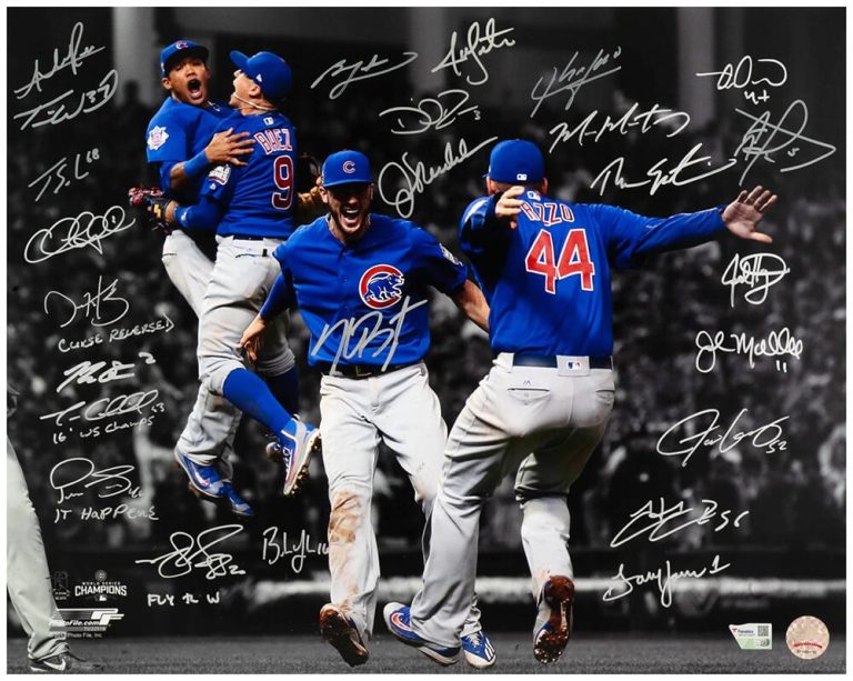 2016 Cubs Team Signed 2016 World Series Infield 16x20 Photo (25 Sigs) - (SS COA)