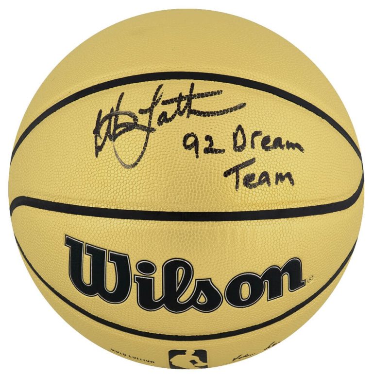 Christian Laettner Signed Wilson Gold F/S NBA Basketball w/Dream Team - (SS COA)