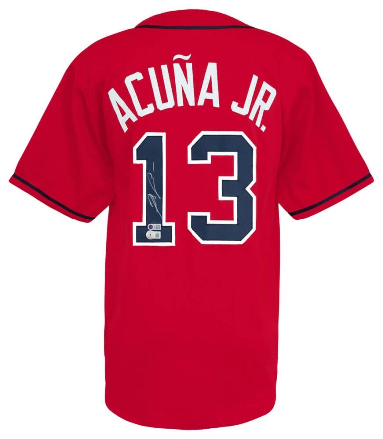 Ronald Acuna Jr. Signed Red Custom Baseball Jersey - (Beckett COA)