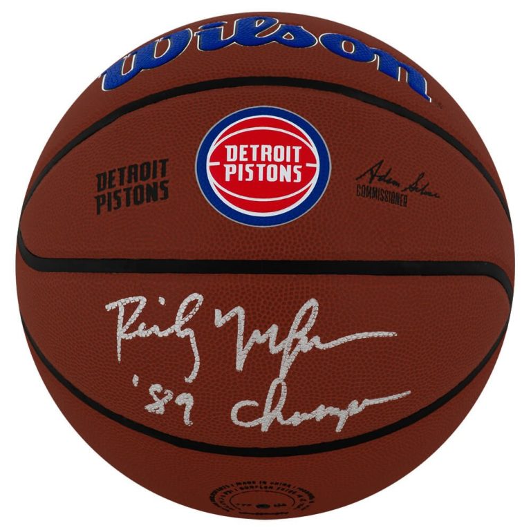 Rick Mahorn Signed Pistons Logo Wilson Alliance NBA Basketball w/Champs (SS COA)