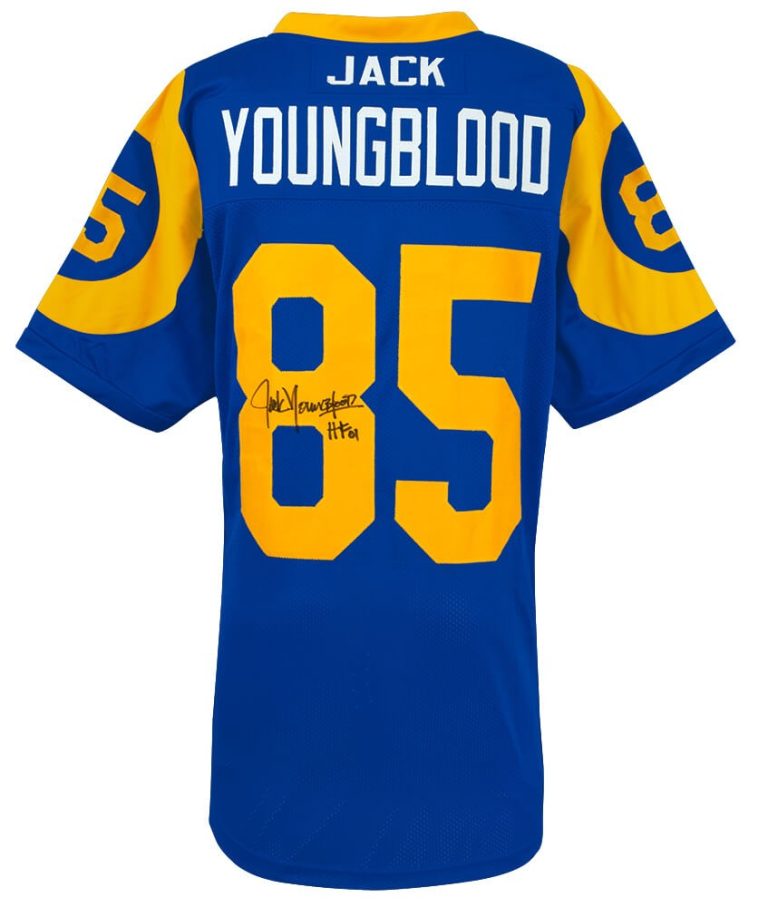 Jack Youngblood Signed Blue Throwback Custom Football Jersey w/HF'01 - (SS COA)