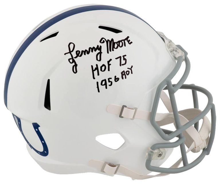 Lenny Moore Signed Colts 1956 T/B Riddell F/S Rep Helmet w/HOF, ROY -(SS COA)