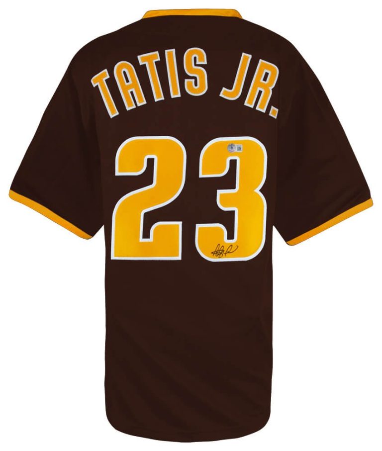 Fernando Tatis Jr. (PADRES) Signed Brown Custom Jersey - (BECKETT COA)