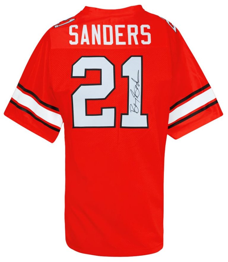 Barry Sanders Signed Oklahoma State T/B Orange Retro Brand Jersey w/INS (SS COA)