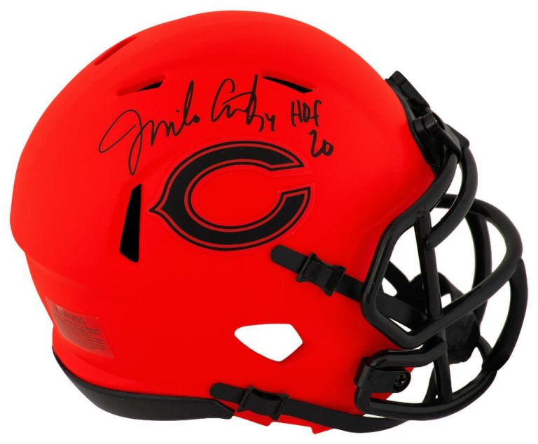 Jim Covert Signed Bears RAVE Riddell Speed Mini Helmet w/HOF'20 - (SCHWARTZ COA)