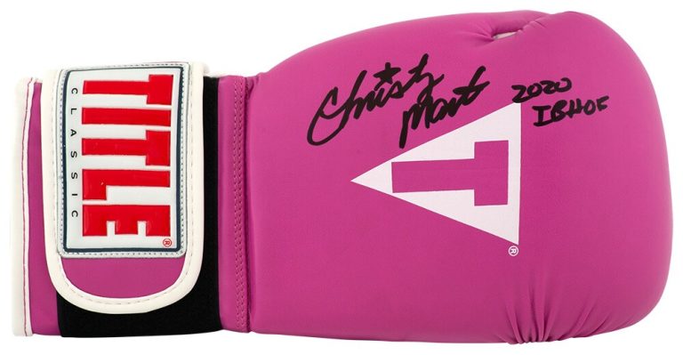 Christy Martin Signed Title Pink & White Boxing Glove w/2020 IB HOF - (SS COA)