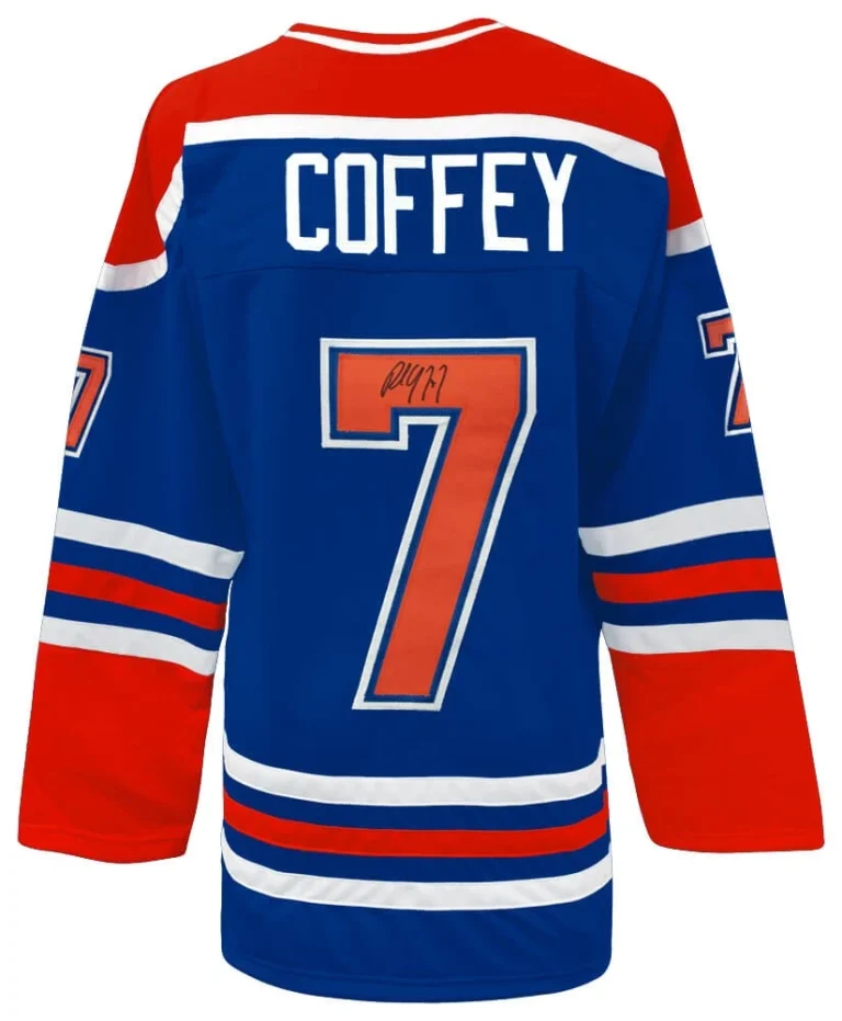 Paul Coffey (OILERS) Signed Blue Custom Hockey Jersey - (SCHWARTZ COA)