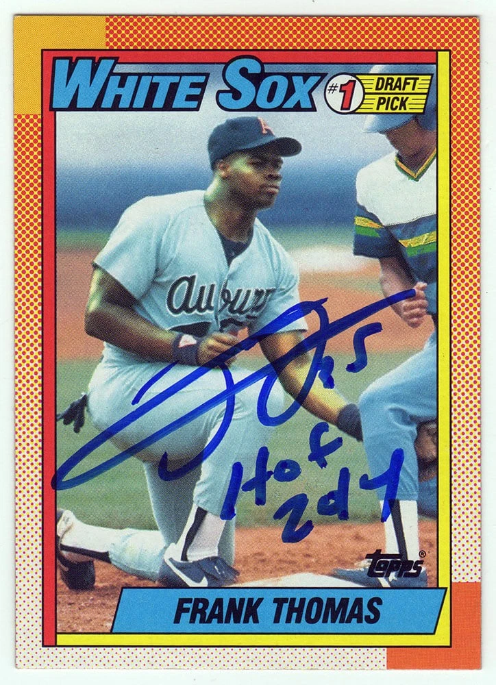 Frank Thomas Signed White Sox 1990 Topps Rookie Card #414 w/HOF 2014 - (SS COA)