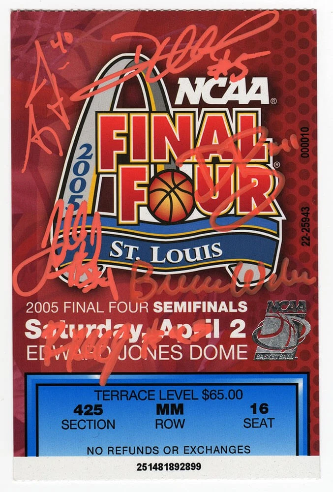 2005 Illinois Team Signed NCAA Men's Final Four Game Ticket w/6 Sigs - (SS COA)