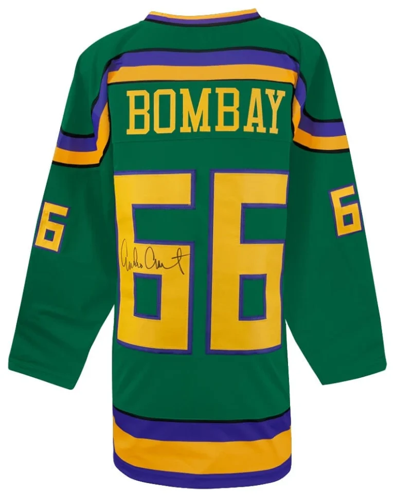 Emilio Estevez Signed Green Custom Hockey Jersey - (SCHWARTZ COA)