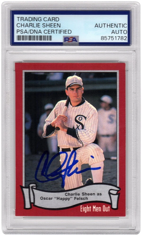 Charlie Sheen Signed Eight Men Out 1988 Pacific Trading Card #10 - (PSA/DNA)