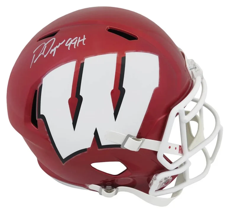 Ron Dayne Signed Wisconsin FLASH Riddell F/S Speed Replica Helmet w/99H (SS COA)