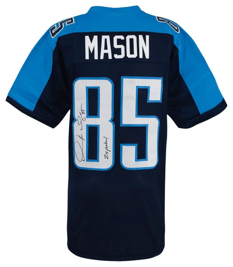 Derrick Mason Signed Blue Custom Football Jersey w/2x Pro Bowl - (SCHWARTZ COA)