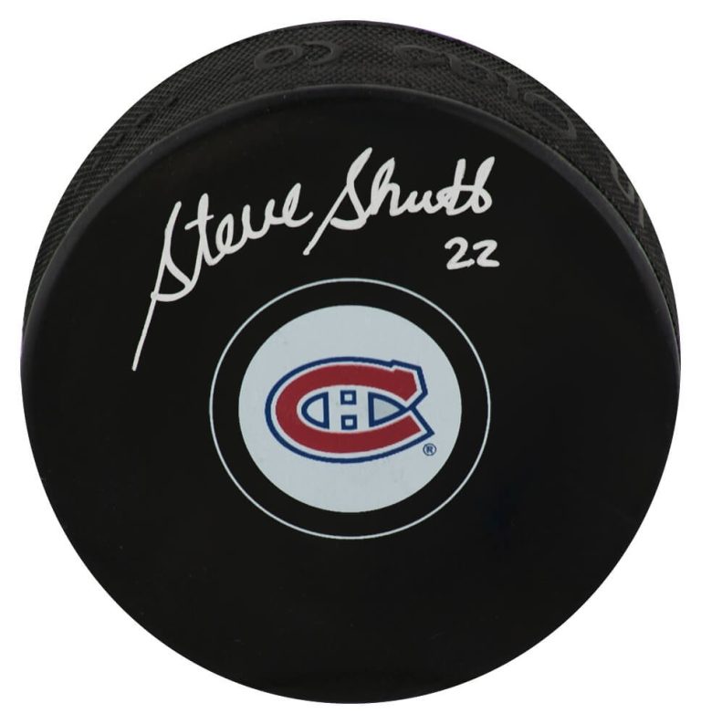 Steve Shutt Signed Montreal Canadiens Team Logo Hockey Puck - (SCHWARTZ COA)