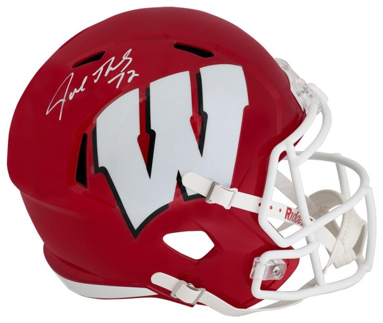 Joe Thomas Signed Wisconsin FLASH Riddell Full Size Speed Replica Helmet -SS COA