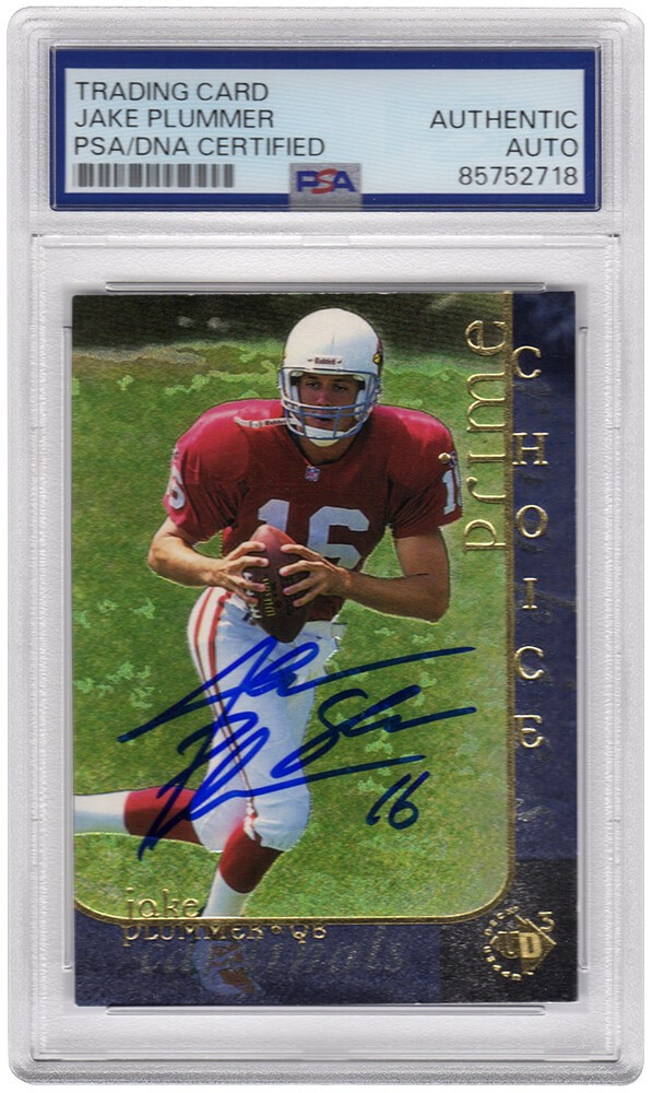 Jake Plummer Signed Cardinals 1997 Upper Deck RC Card #6 w/Snake - (PSA/DNA)