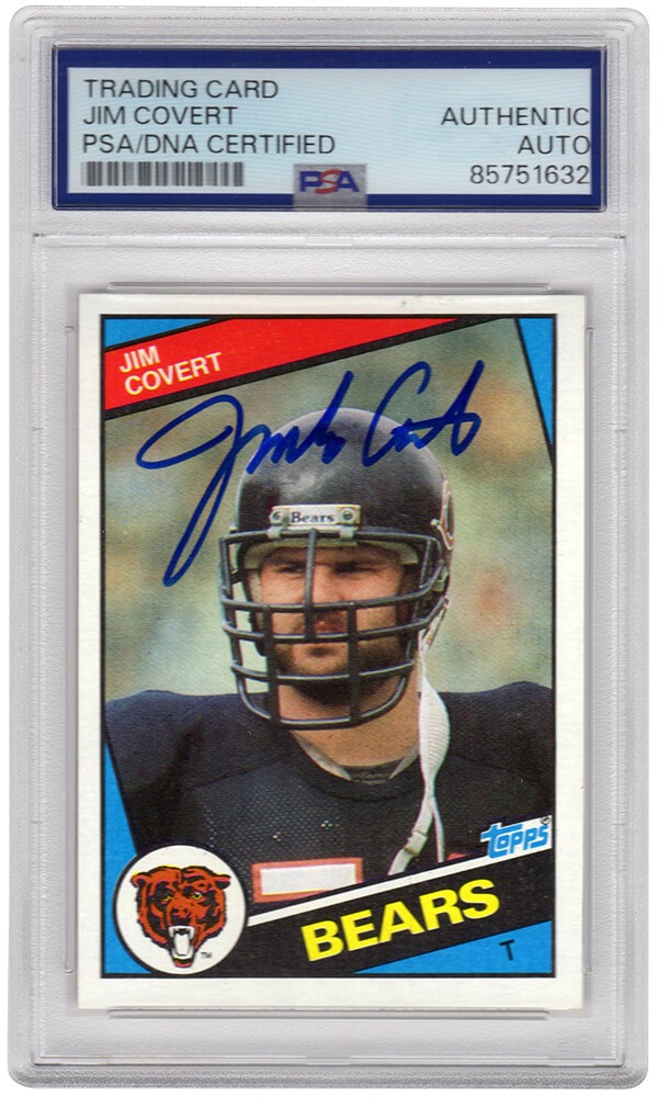 Jim Covert Signed Chicago Bears 1984 Topps Rookie Football Card #222 - (PSA/DNA)