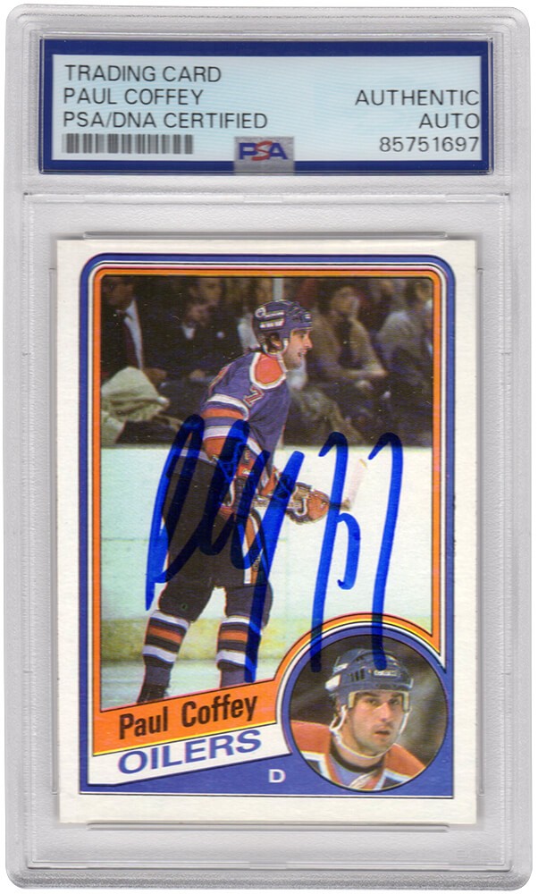 Paul Coffey Signed Edmonton Oilers 1984 Topps Rookie Hockey Card #50 - (PSA/DNA)