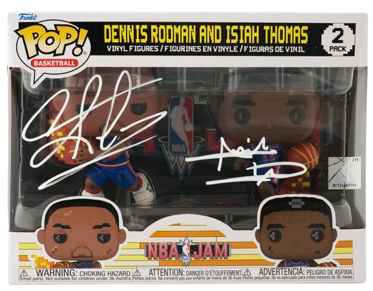 Isiah Thomas & Dennis Rodman Signed Pistons NBA Jam Dual Funko Pop Doll (SS COA)