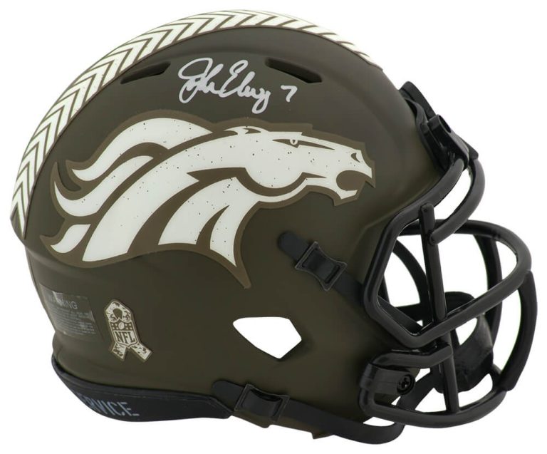 John Elway Signed Denver Broncos SALUTE Riddell Speed Mini Helmet (SCHWARTZ COA)