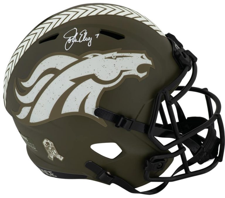 John Elway Signed Broncos SALUTE Riddell Full Size Speed Replica Helmet (SS COA)